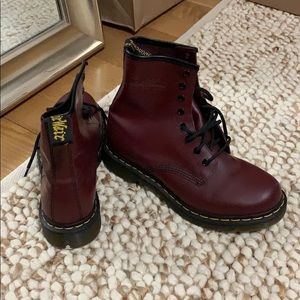 Maroon Dr Martens Boots